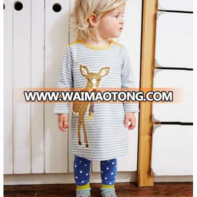 2017 Winter Cottonanimal embroidery long sleeve Cartoon Girl Dress