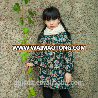 2016 hot wholesale frozen frocks decorated with flowers beautiful winter dress for girls