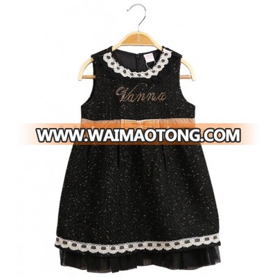 new autumn girls fashion woolen clothes white black elegant dress